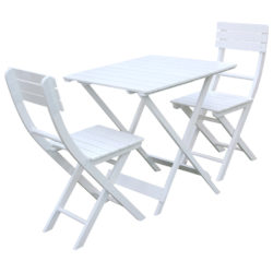 Charles Bentley 3 Piece Bistro Set Table & 2 Chairs - White